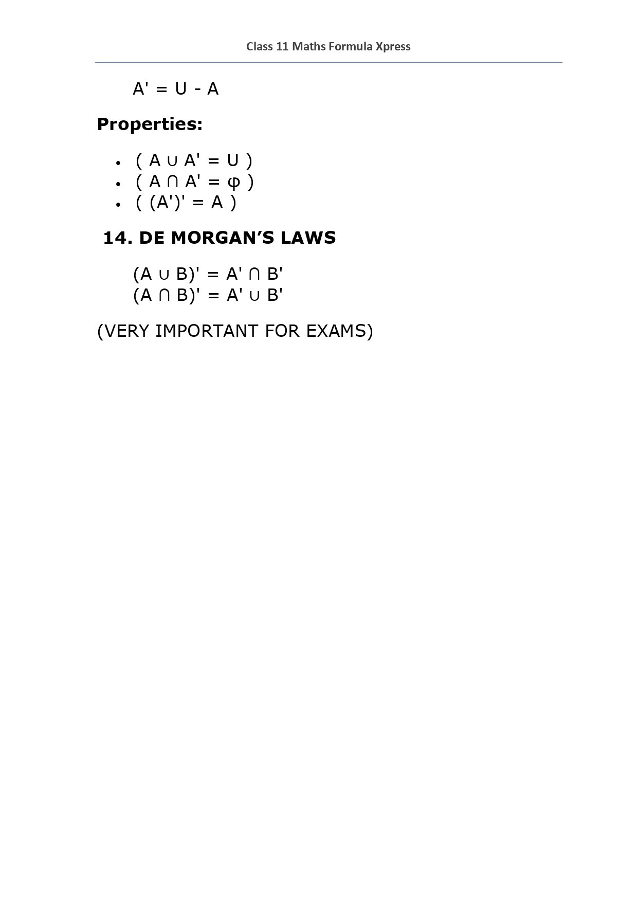 Class 11 Maths Formula Xpress - Image 6